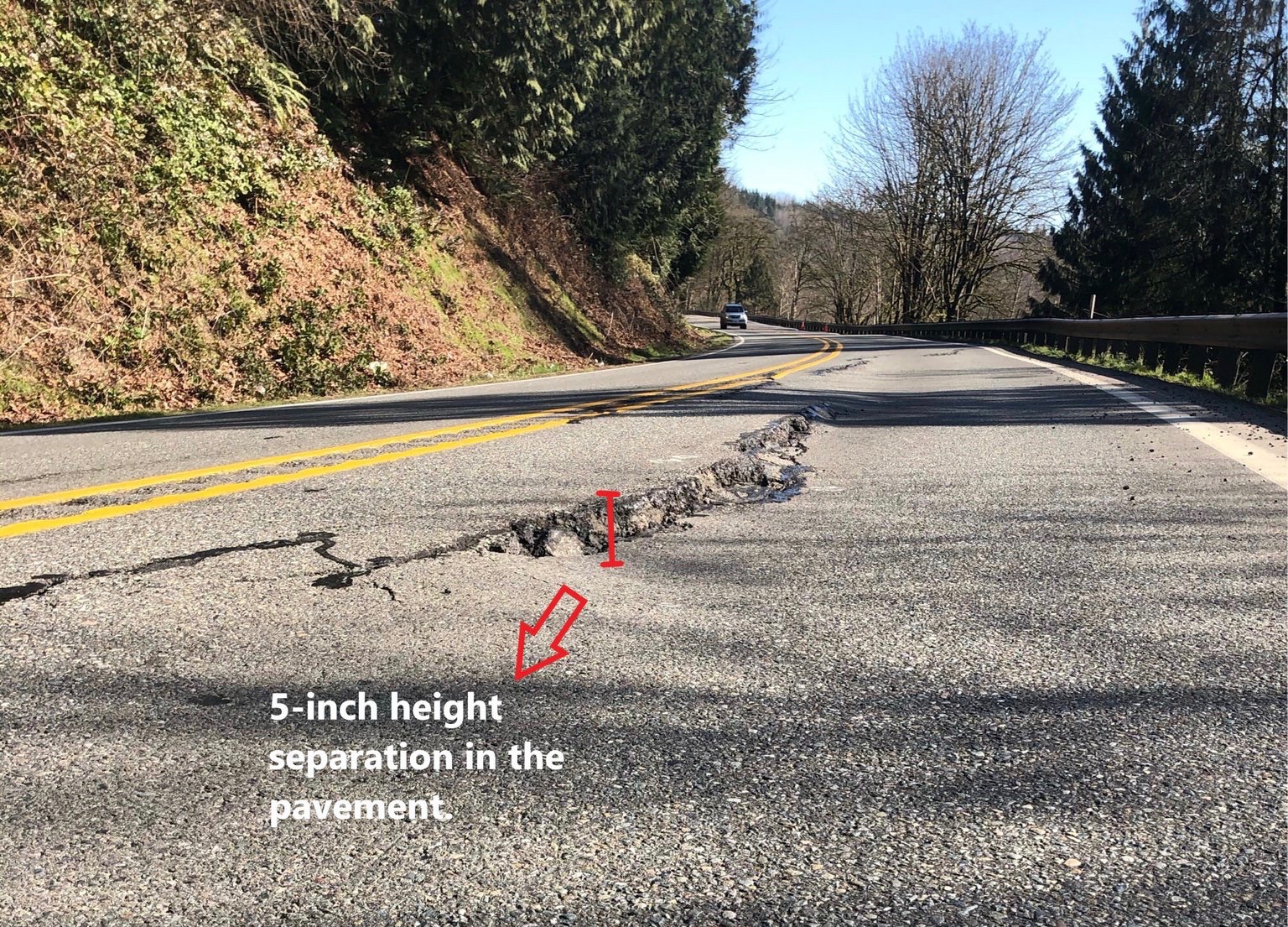 Slow Moving Landslide Damages Road, Closes One Lane Of SR 203 Between ...